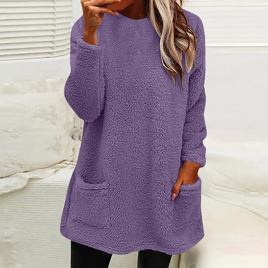 Damen Kuscheliger Fleece-Pullover mit praktischen Taschen und weitem Schnitt R&B