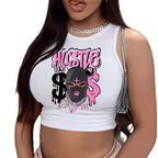 Damen Crop-Top mit auffälligem Grafikdesign R&B