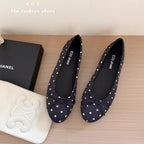Damen Ballerinas mit modischem Punkte-Design und dekorativem Schleifenakzent R&B