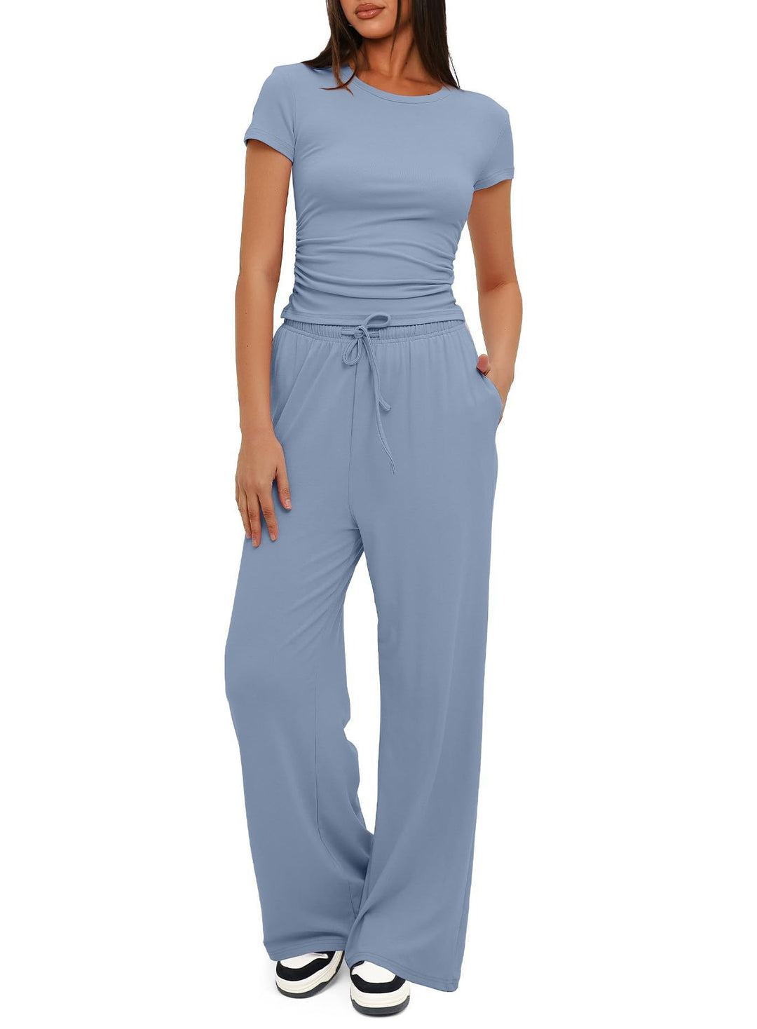 Damen Lässiges Lounge-Set mit weitem Oberteil und bequemen Hosen R&B
