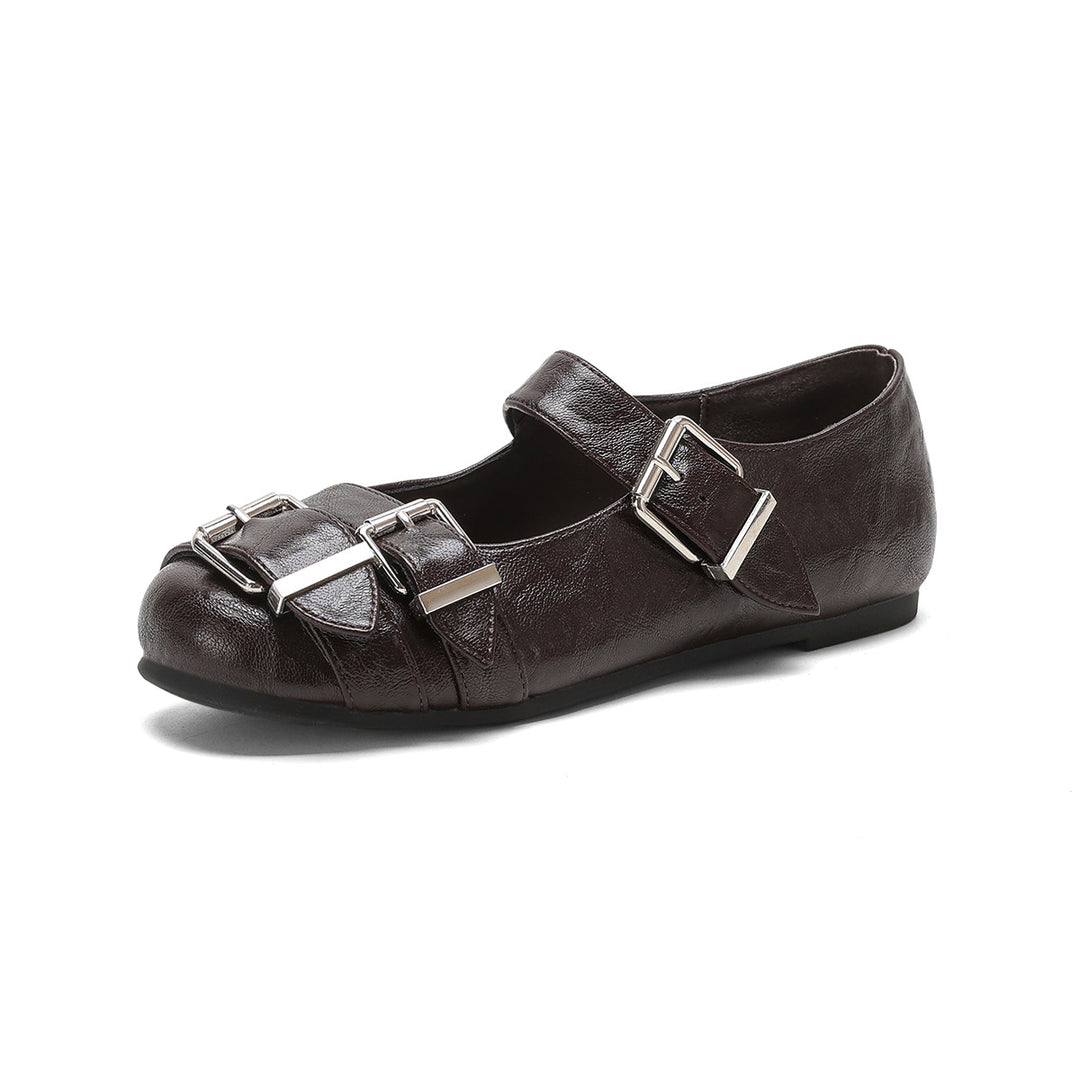 Damen Ballerinas mit modischen Riemen und Schnallen R&B