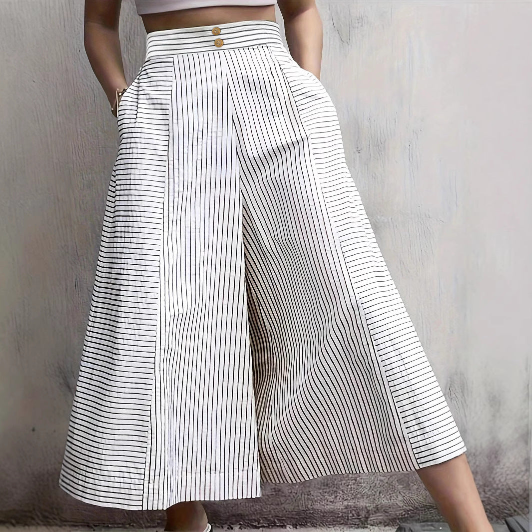 Damen Hochtaillierte Culotte mit Streifen R&B