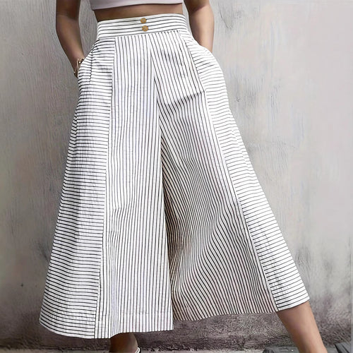 Damen Hochtaillierte Culotte mit Streifen R&B