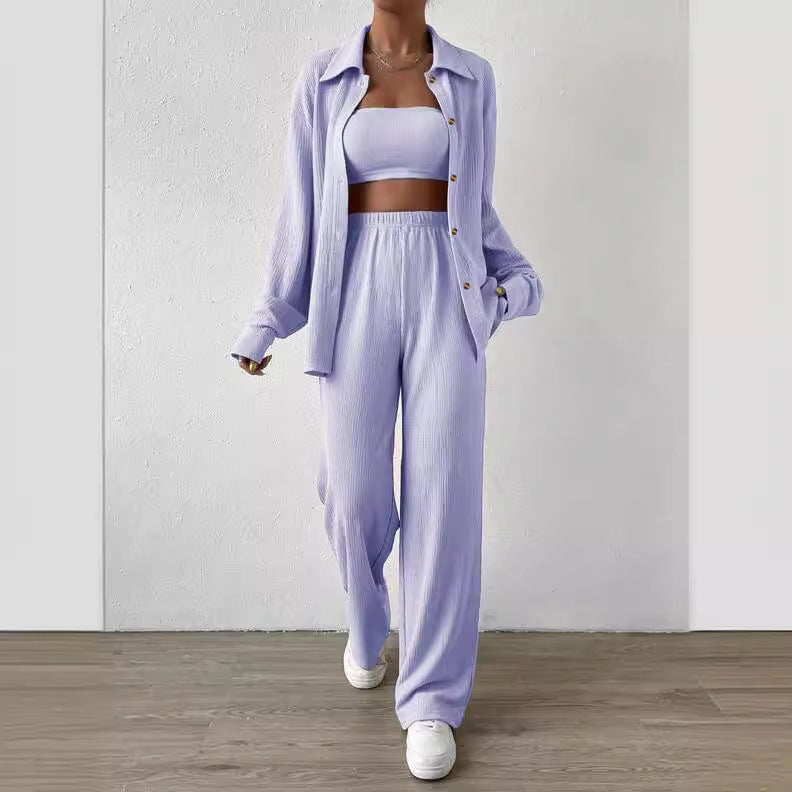 Damen Zweiteiliges Lounge-Set mit Oberteil und weiter Hose R&B