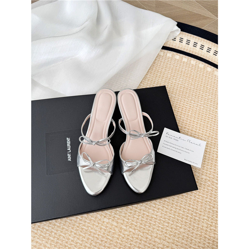 Damen stilvolle Mules mit dekorativen Schleifen R&B