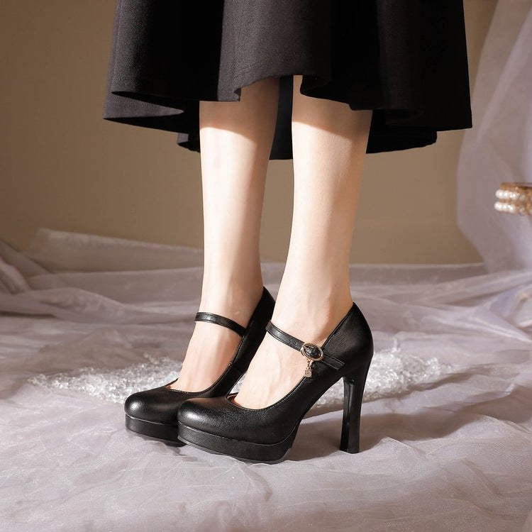 Damen Plateau-Pumps mit verstellbarem Riemchen und eleganter Schnalle R&B