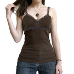 Damen Spitzen-Trägertop mit elegantem Design und zarten Rüschen R&B