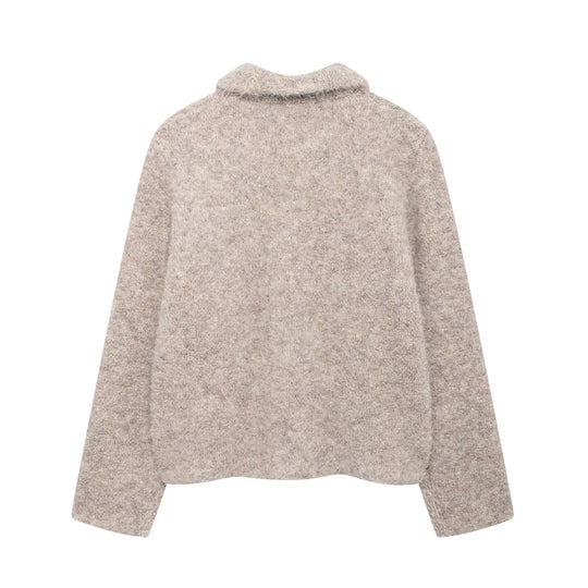 Damen elegante Wolljacke mit dekorativen Blütenknöpfen R&B