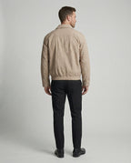 Herren leichte strukturierte Blousonjacke mit Hemdkragen Reißverschluss und elastischem Saum R&B