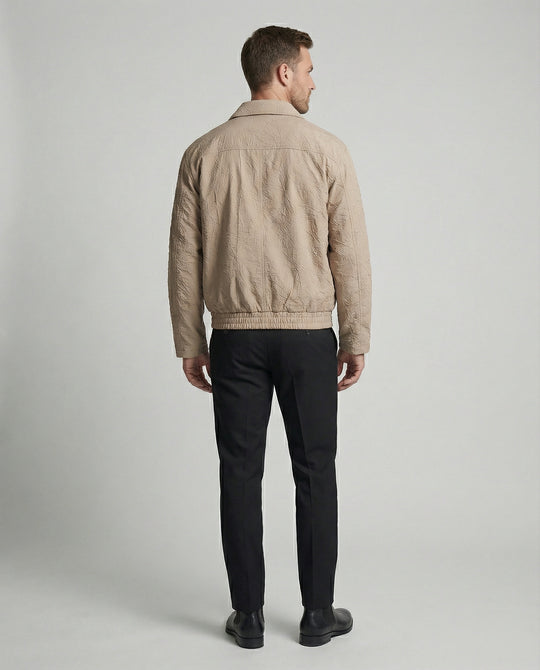 Herren leichte strukturierte Blousonjacke mit Hemdkragen Reißverschluss und elastischem Saum R&B