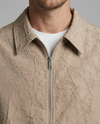 Herren leichte strukturierte Blousonjacke mit Hemdkragen Reißverschluss und elastischem Saum R&B