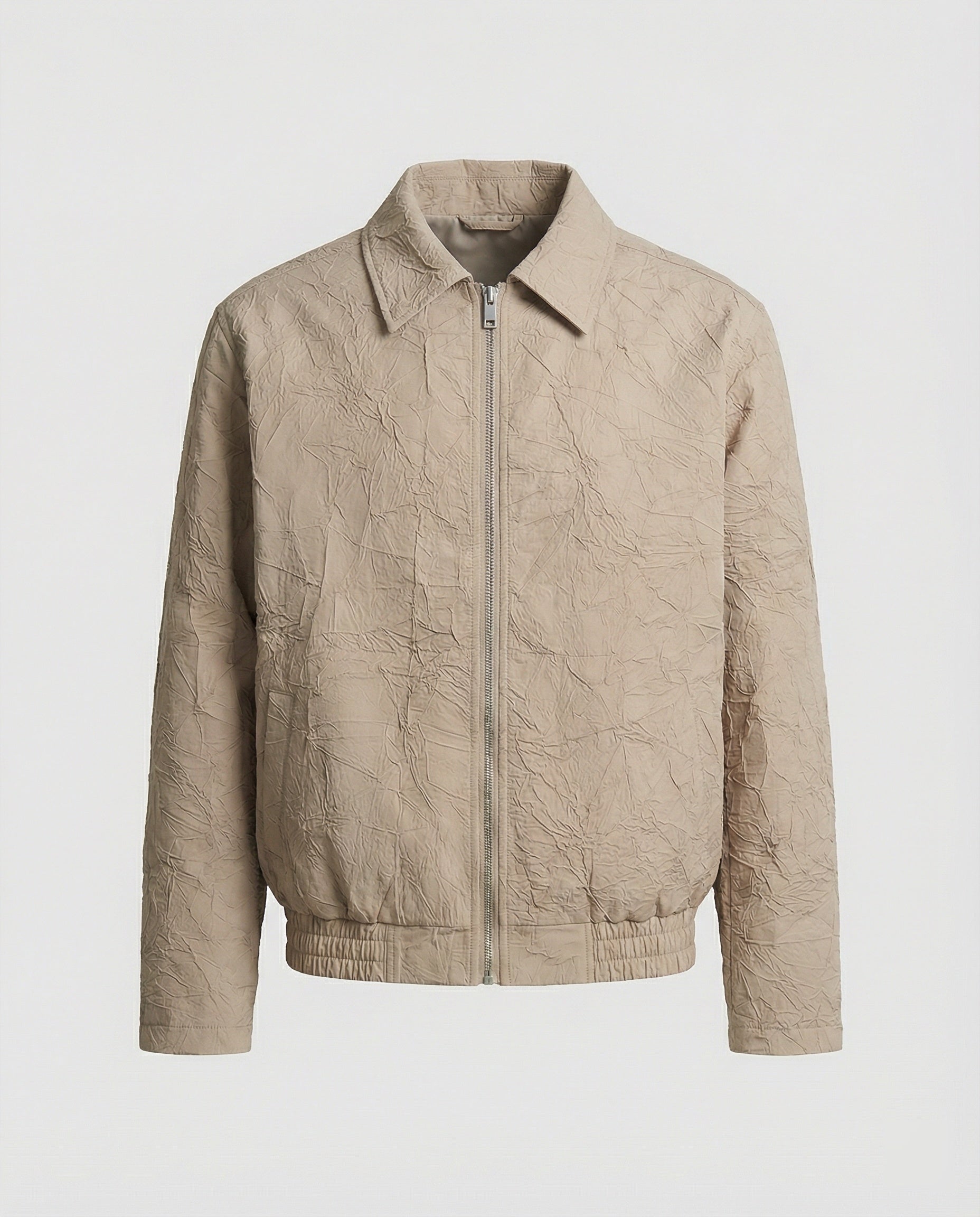 Herren leichte strukturierte Blousonjacke mit Hemdkragen Reißverschluss und elastischem Saum R&B