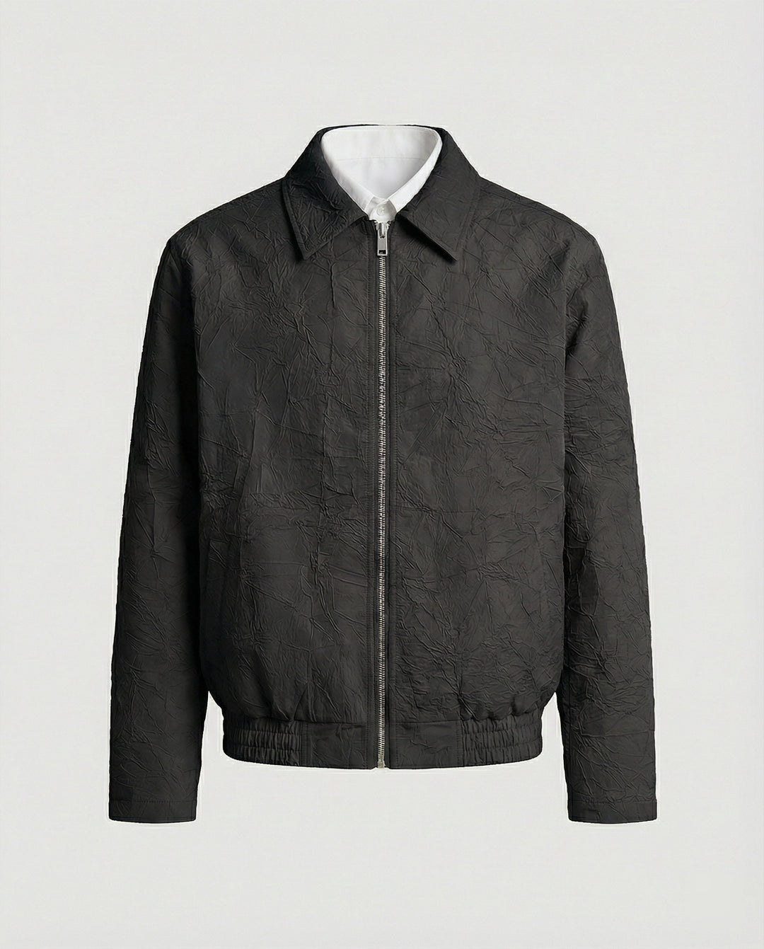 Herren leichte strukturierte Blousonjacke mit Hemdkragen Reißverschluss und elastischem Saum R&B