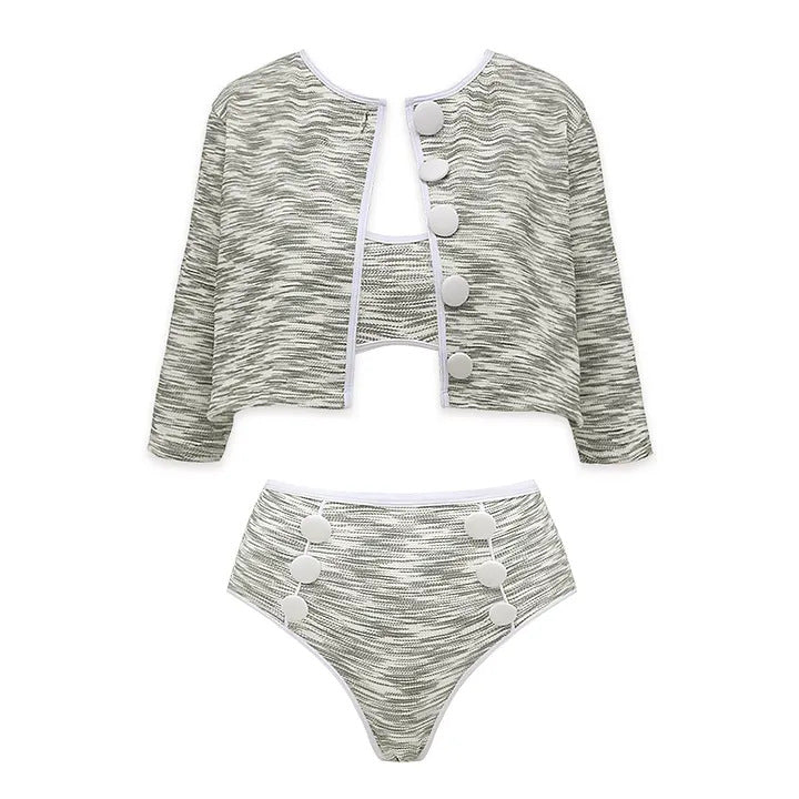 Damen Bikini-Set mit hochtailliertem Höschen und modischem Oberteil R&B