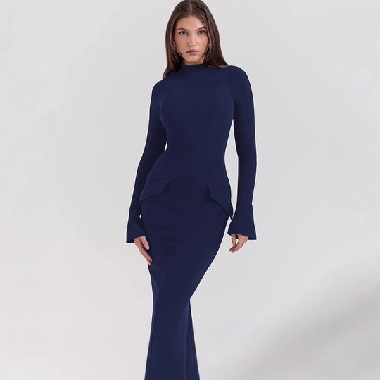 Damen Elegantes und figurbetontes Langarmkleid mit modernem Design R&B
