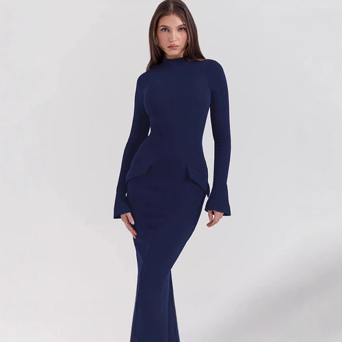 Damen Elegantes und figurbetontes Langarmkleid mit modernem Design R&B