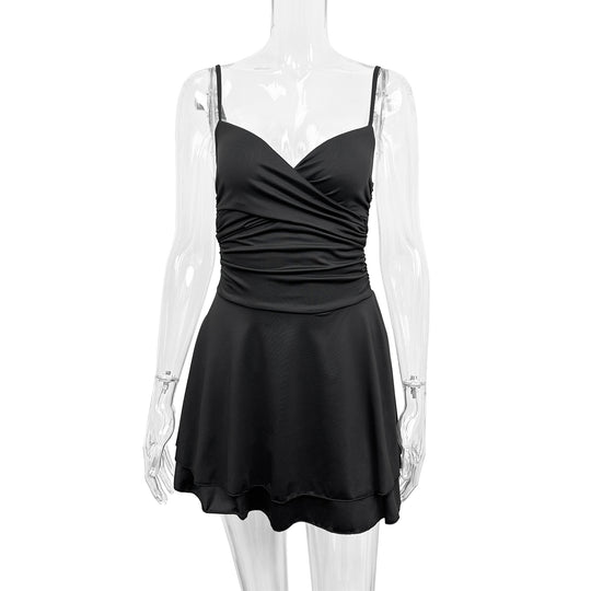 Damen figurbetontes Wickelkleid mit fließendem Rock R&B