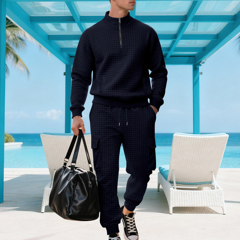 Herren Funkelndes Freizeit-Ensemble mit hohem Kragen und praktischen Taschen R&B