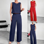 Damen Modisches Zweiteiliges Set mit Cropped Oberteil und weiten Hosen R&B