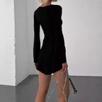 Damen Mini-Dress mit eleganten Trompetenärmeln und figurformendem Schnitt R&B