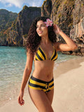 Damen Bikini mit trendigem Schnitt und verspielten Streifen R&B