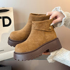 Damen modische Winterstiefeletten mit hohem Plateau und kuscheligem Innenfutter R&B