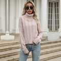 Damen Grobstrickpullover mit hohem Kragen und angeschnittenen Ärmeln