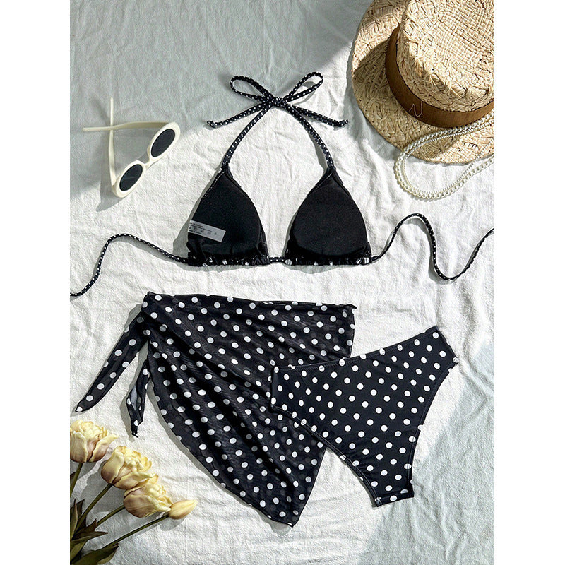 Damen Triangel-Bikini mit verspieltem Punktemuster und leichtem Cover-Up R&B