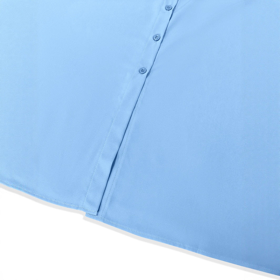 Damen Hemdblusenkleid mit voluminösen Puffärmeln und eleganter Knopfleiste R&B
