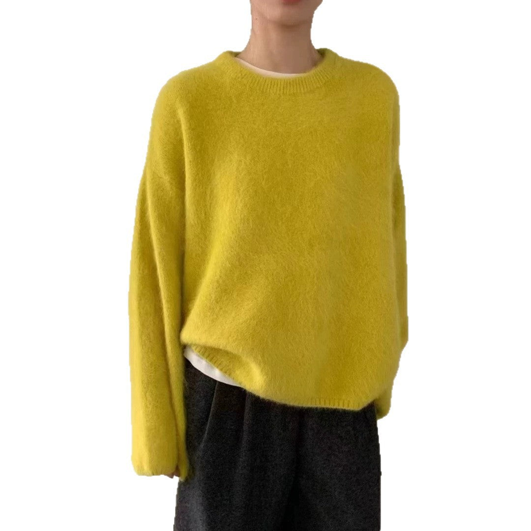 Damen Flauschiger Pullover mit überschnittenen Schultern und weitem Schnitt R&B