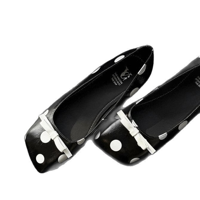 Damen elegante Ballerinas mit modischem Punktedesign und dekorativem Schleifendetail R&B