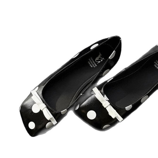 Damen elegante Ballerinas mit modischem Punktedesign und dekorativem Schleifendetail R&B