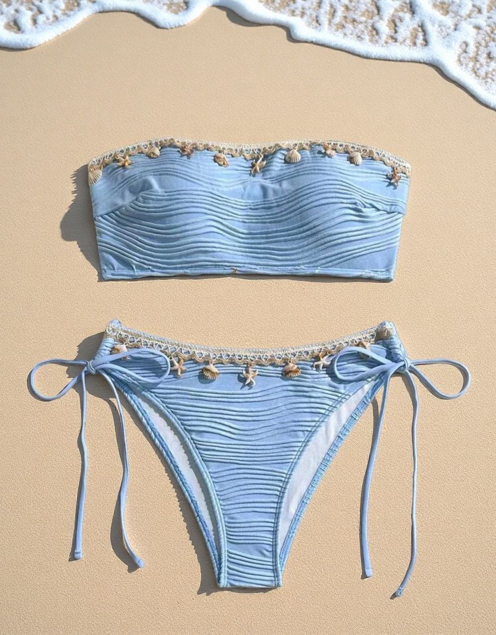 Damen Bandeau-Bikini mit raffinierten Muschel-Details R&B
