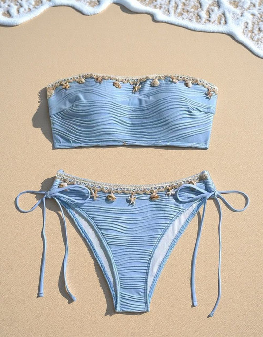 Damen Bandeau-Bikini mit raffinierten Muschel-Details R&B