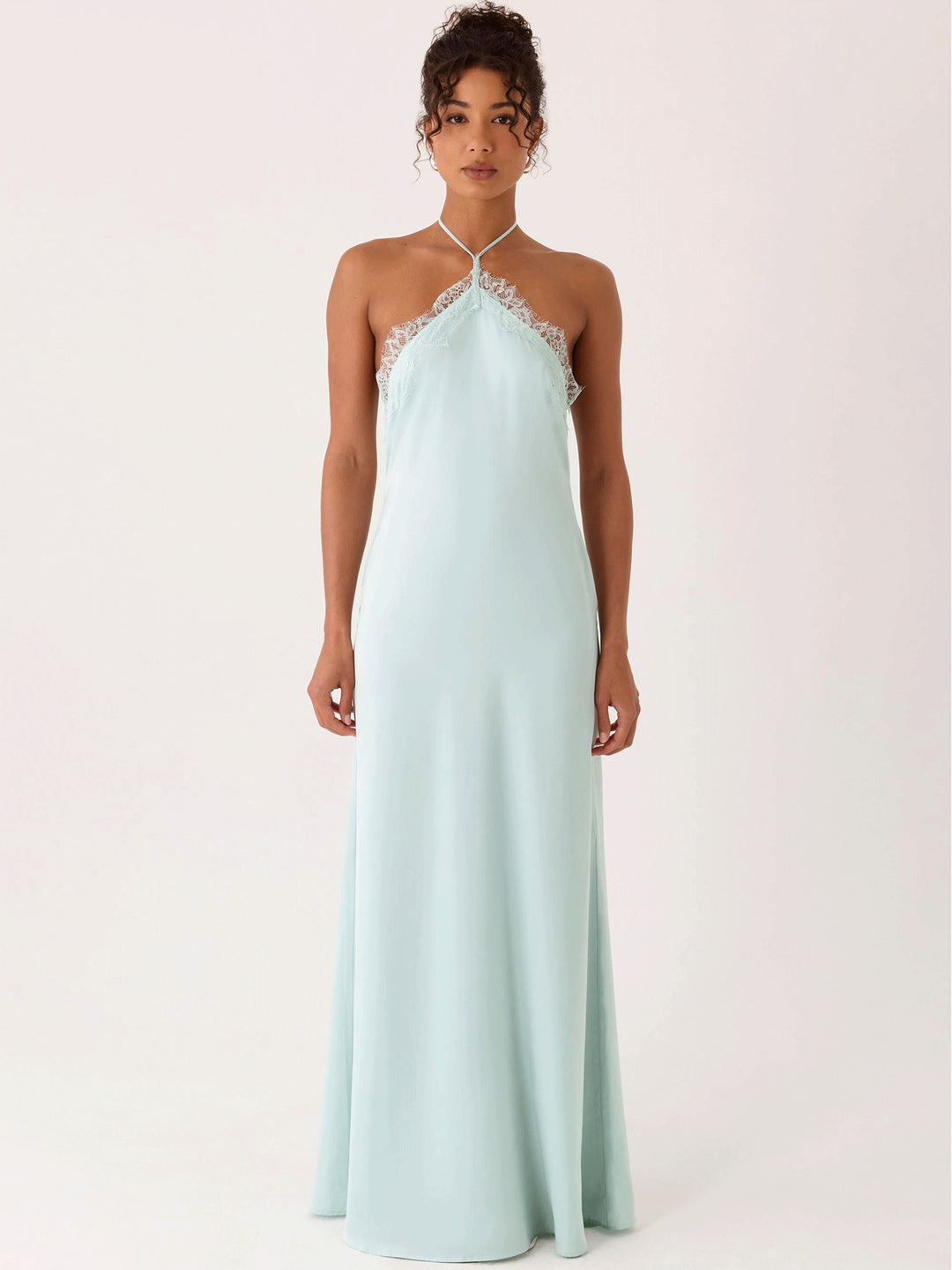 Damen Elegantes Maxikleid mit raffiniertem Spitzen-Bustier und fließendem Stoff R&B