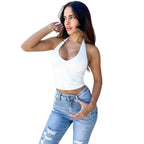 Damen Crop-Top mit tiefem V-Ausschnitt und modernem Halterdesign