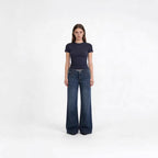 Damen Weite Stretch-Jeans mit High-Waist Passform