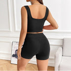 Damen Sportliches Set mit gerafftem Oberteil und hohem Bund R&B