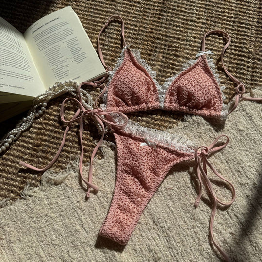 Damen gehäkelter Triangel-Bikini mit romantischen Spitzenakzenten R&B