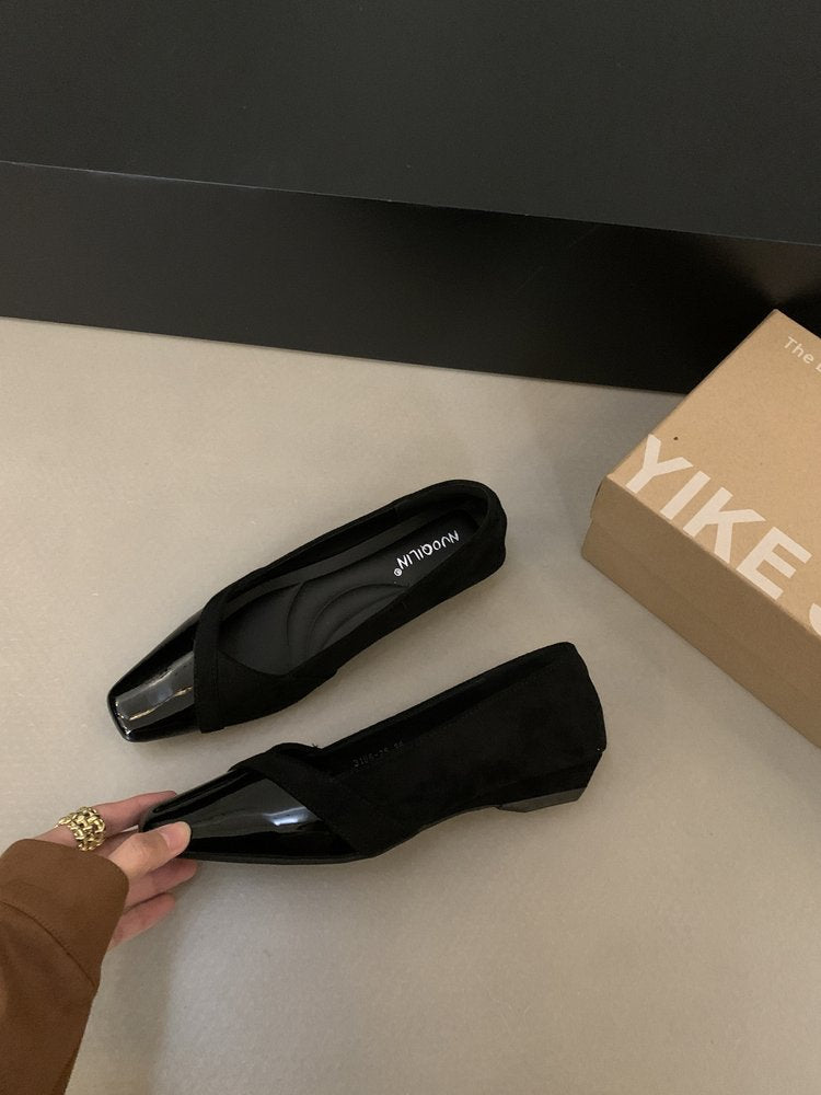 Damen elegante Ballerina-Pumps mit modischem Lederoberteil und komfortablem Fußbett R&B