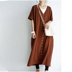 Frauen Langes Knopf-up Maxi Kleid