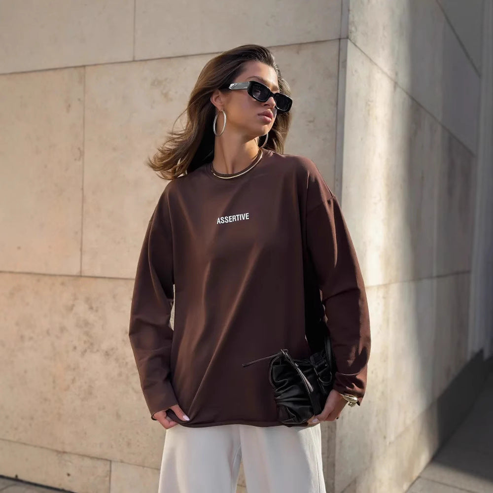 Damen lässiges Sweatshirt mit modernem Schriftzug und Oversize-Schnitt R&B