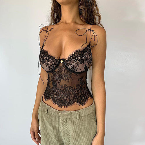 Damen Spitzenhemd mit verstellbaren Trägern und eleganter Ziernaht R&B
