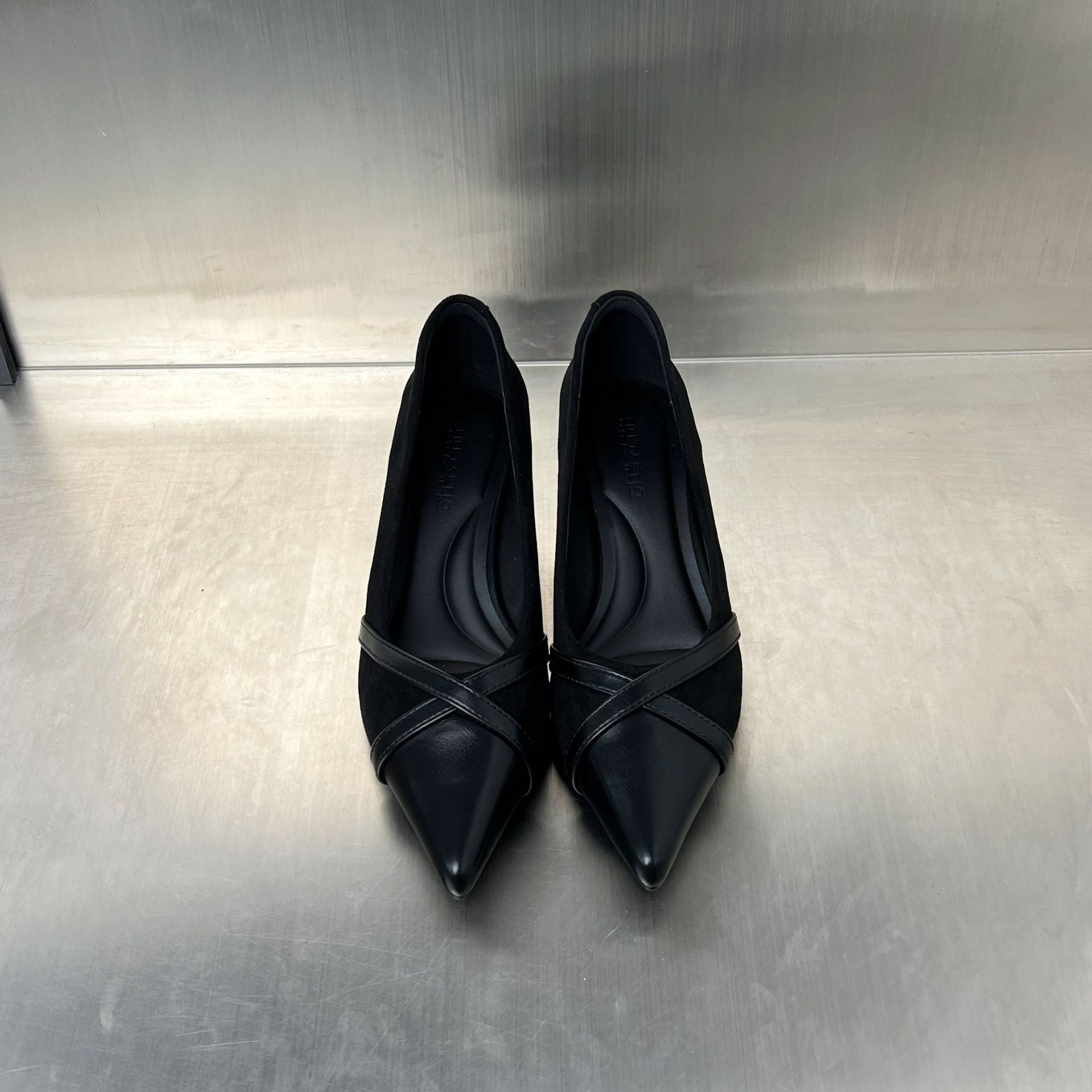 Damen elegante Pumps mit feiner Lederkombination und komfortablem Absatz R&B