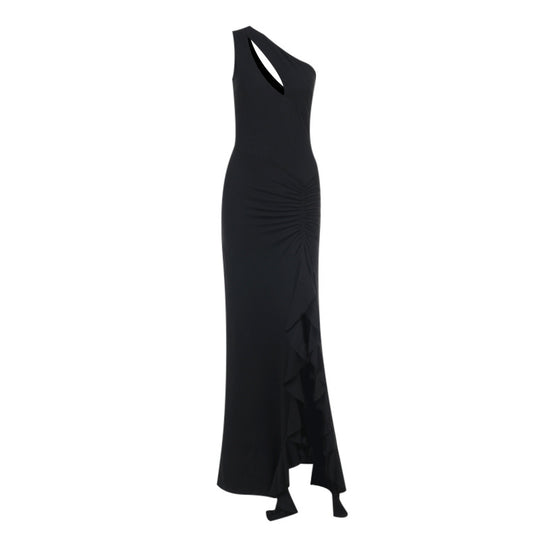 Damen Elegantes Maxikleid mit asymmetrischem Schnitt und Raffung R&B