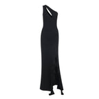 Damen Elegantes Maxikleid mit asymmetrischem Schnitt und Raffung R&B