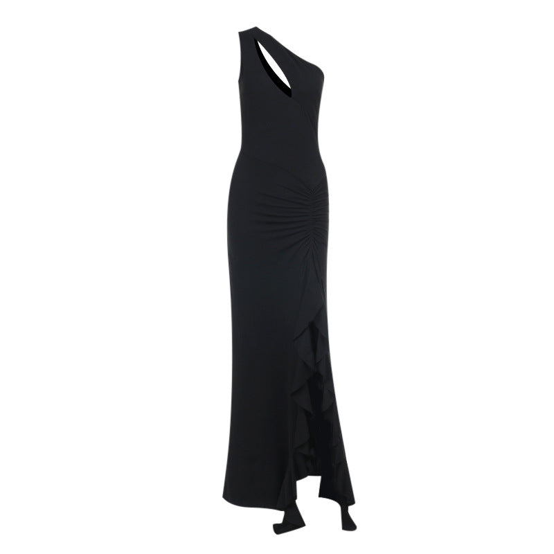 Damen Elegantes Maxikleid mit asymmetrischem Schnitt und Raffung R&B