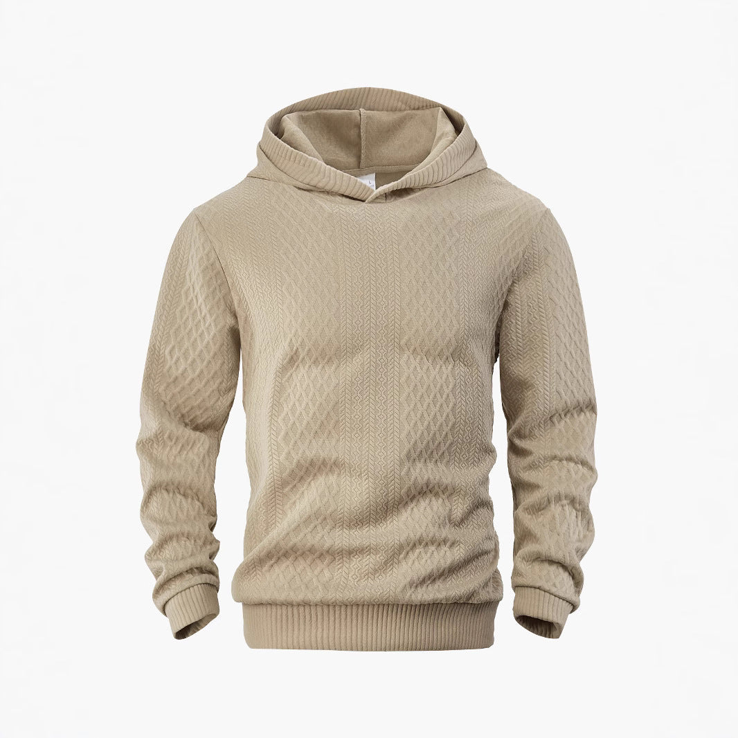 Herren nan strukturierter Schlauchkragen-Pullover mit Kapuze und Waben-Jacquard R&B