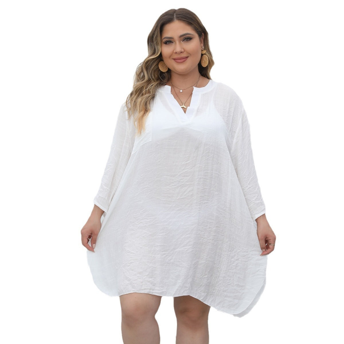 Damen lässiges Strandkleid mit seitlichem Schlitz R&B