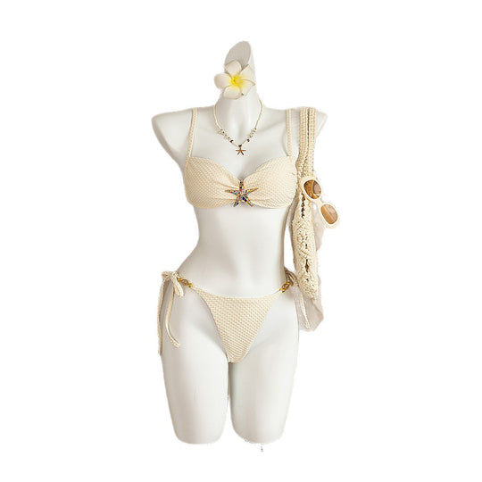 Damen Bikini mit glitzerndem Sternenmotiv und verstellbaren Bändern R&B
